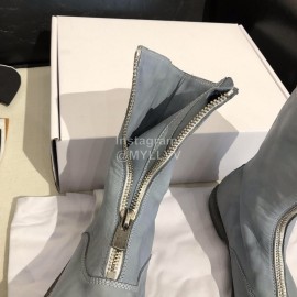 Piero Guidi New Leather Thick High Heeled Zipper Boots For Women Blue