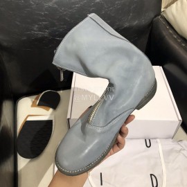 Piero Guidi New Leather Thick High Heeled Zipper Boots For Women Blue