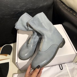 Piero Guidi New Leather Thick High Heeled Zipper Boots For Women Blue