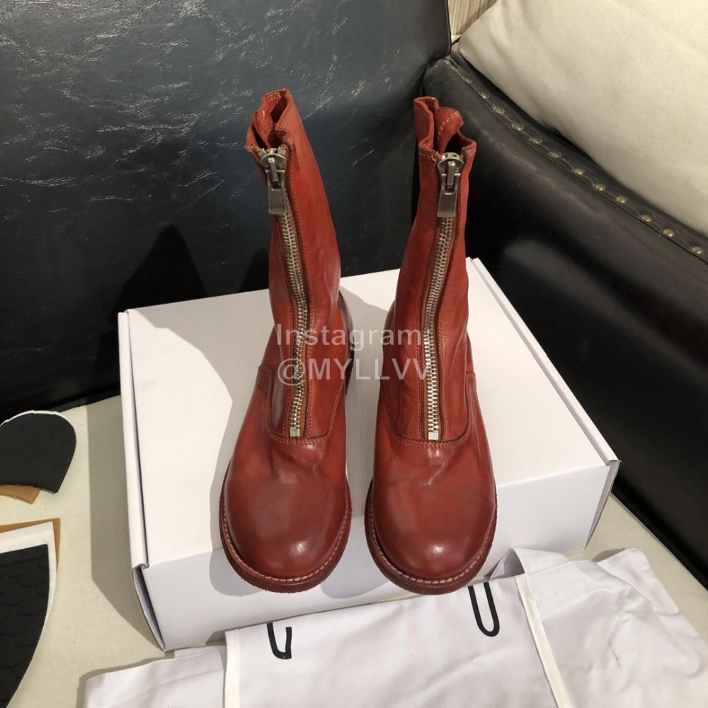 Piero Guidi New Leather Thick High Heeled Zipper Boots For Women Wine Red