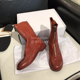 Piero Guidi New Leather Thick High Heeled Zipper Boots For Women Wine Red