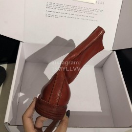 Piero Guidi New Leather Thick High Heeled Zipper Boots For Women Wine Red