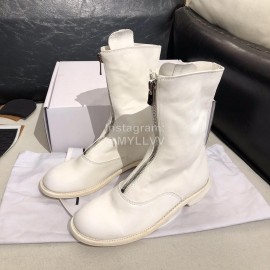 Piero Guidi New Leather Thick High Heeled Zipper Boots For Women White