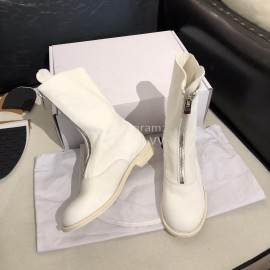 Piero Guidi New Leather Thick High Heeled Zipper Boots For Women White