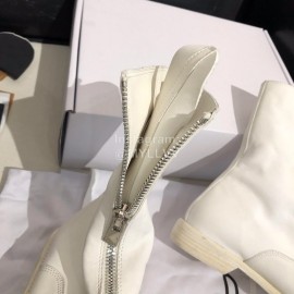 Piero Guidi New Leather Thick High Heeled Zipper Boots For Women White