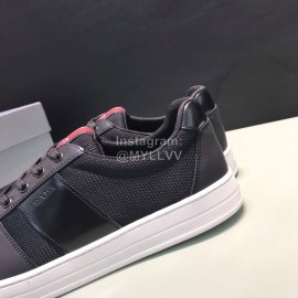 Prada Fashion Cowhide Nylon Casual Sneakers For Men Black