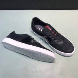 Prada Fashion Cowhide Nylon Casual Sneakers For Men Black