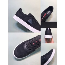 Prada Fashion Cowhide Nylon Casual Sneakers For Men Black