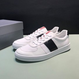 Prada Fashion Cowhide Nylon Casual Sneakers For Men White