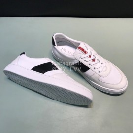 Prada Fashion Cowhide Nylon Casual Sneakers For Men White