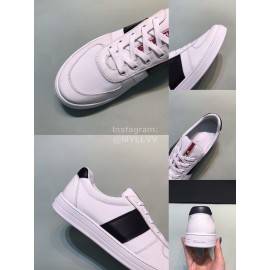 Prada Fashion Cowhide Nylon Casual Sneakers For Men White