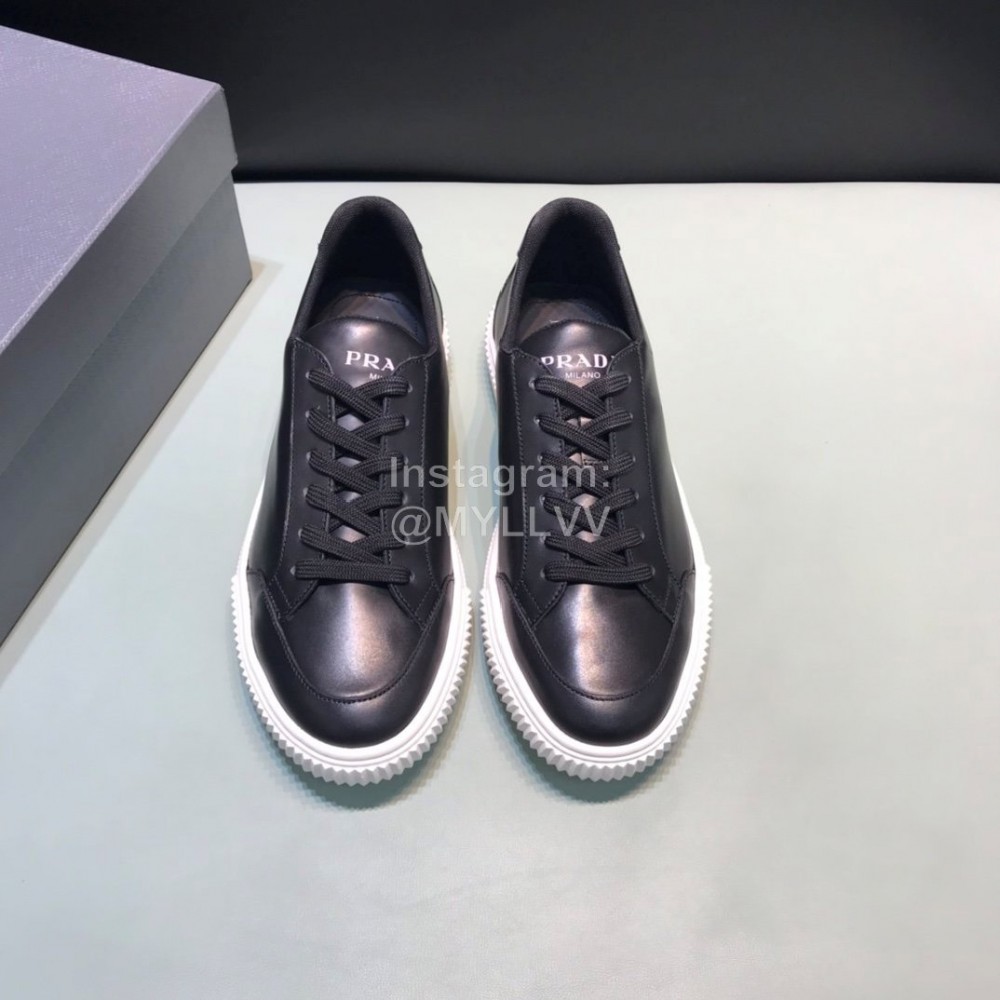 Prada Fashion Leather Casual Sneakers For Men Black