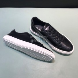 Prada Fashion Leather Casual Sneakers For Men Black