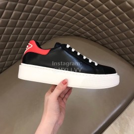 Prada Cowhide Lace Up Thick Soled Sneakers For Men Black