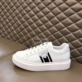 Prada Cowhide Lace Up Thick Soled Sneakers For Men White