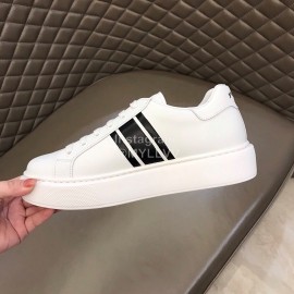 Prada Cowhide Lace Up Thick Soled Sneakers For Men White