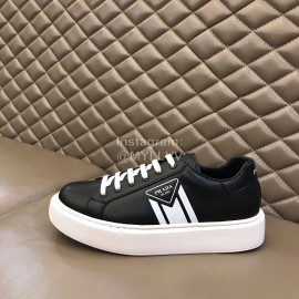 Prada New Cowhide Lace Up Thick Soled Sneakers For Men Black