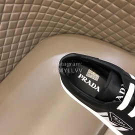 Prada New Cowhide Lace Up Thick Soled Sneakers For Men Black
