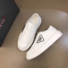 Prada New Canvas Nylon Thick Soled Sneakers For Men White