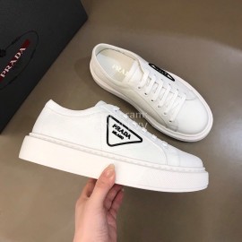Prada New Canvas Nylon Thick Soled Sneakers For Men White