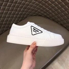 Prada New Canvas Nylon Thick Soled Sneakers For Men White