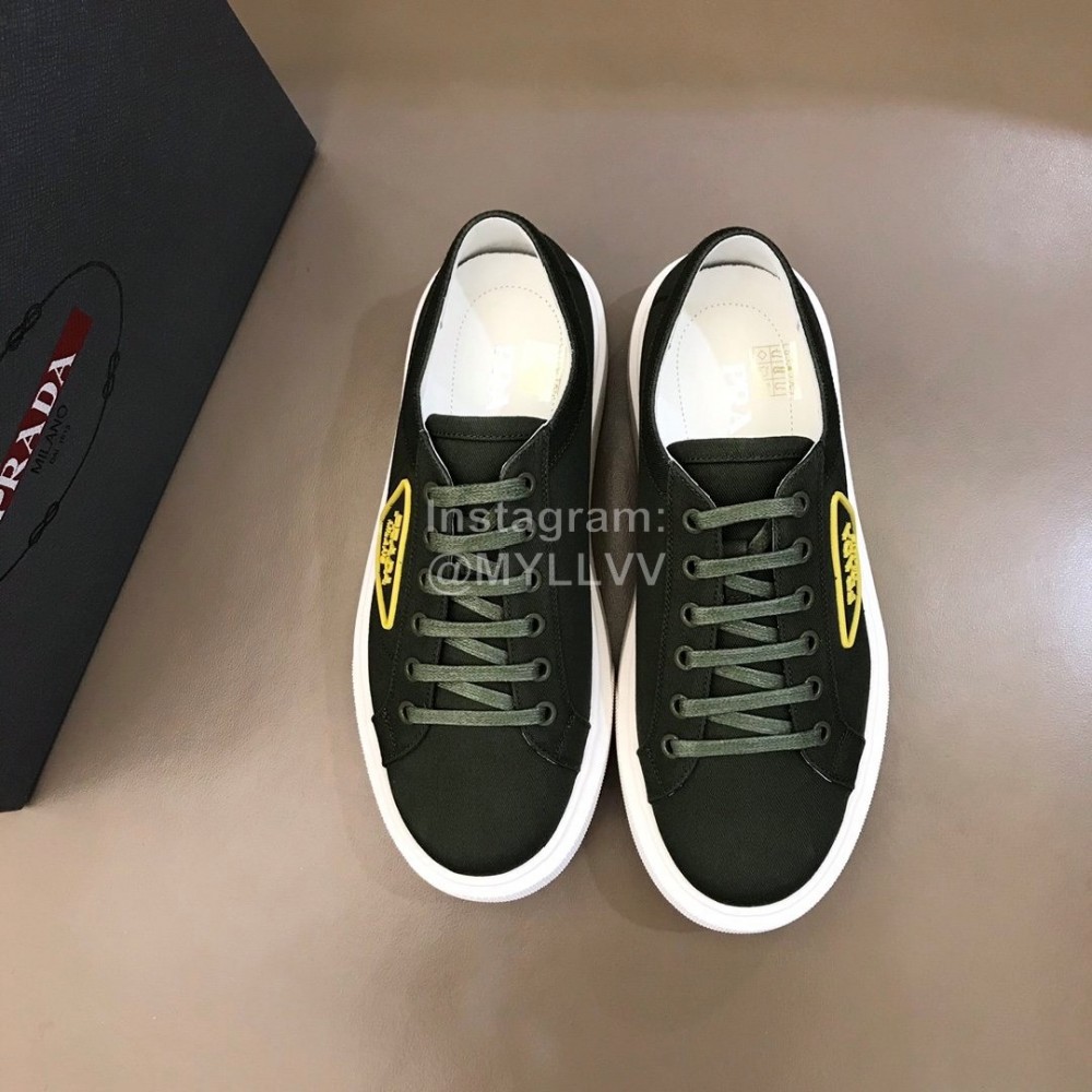 Prada New Canvas Nylon Thick Soled Sneakers For Men Green