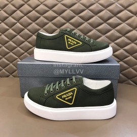 Prada New Canvas Nylon Thick Soled Sneakers For Men Green