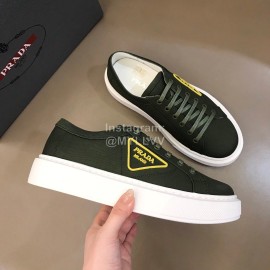 Prada New Canvas Nylon Thick Soled Sneakers For Men Green