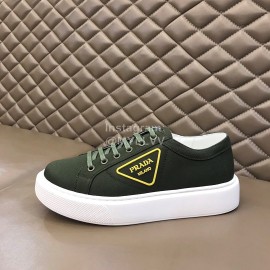 Prada New Canvas Nylon Thick Soled Sneakers For Men Green