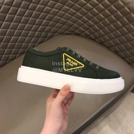 Prada New Canvas Nylon Thick Soled Sneakers For Men Green