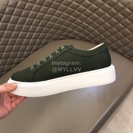 Prada New Canvas Nylon Thick Soled Sneakers For Men Green