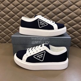 Prada New Canvas Nylon Thick Soled Sneakers For Men Black