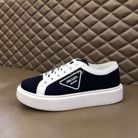 Prada New Canvas Nylon Thick Soled Sneakers For Men Black