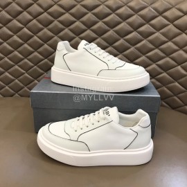 Prada Nylon Leather Thick Soled Sneakers For Men White