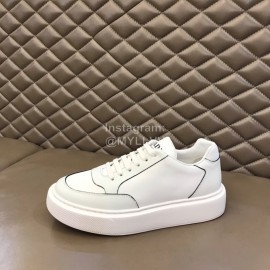 Prada Nylon Leather Thick Soled Sneakers For Men White