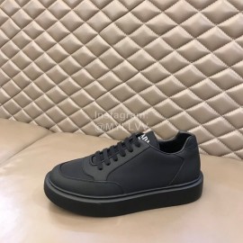 Prada Nylon Leather Thick Soled Sneakers For Men Black