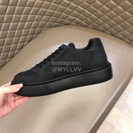 Prada Nylon Leather Thick Soled Sneakers For Men Black