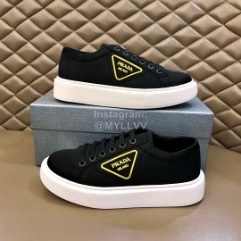 Prada Nylon Thick Soled Shoes For Men Black