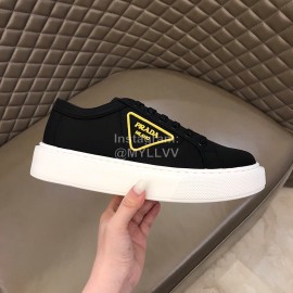 Prada Nylon Thick Soled Shoes For Men Black