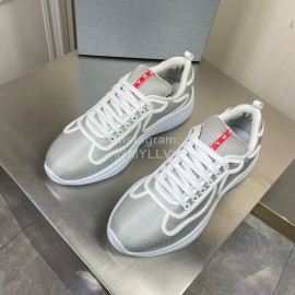 Prada New Cowhide Casual Sneakers For Men Gray