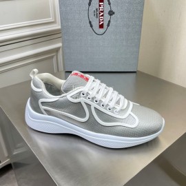 Prada New Cowhide Casual Sneakers For Men Gray