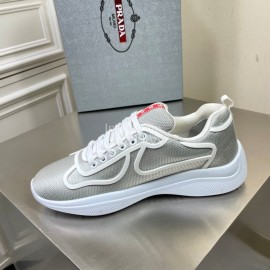 Prada New Cowhide Casual Sneakers For Men Gray