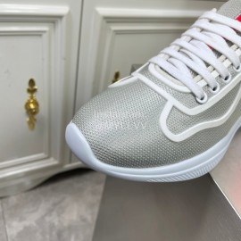 Prada New Cowhide Casual Sneakers For Men Gray