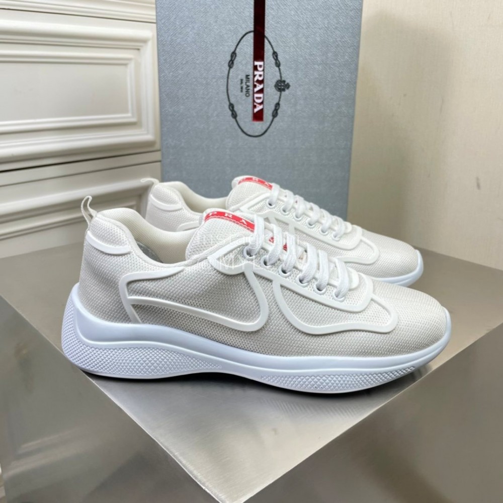 Prada New Cowhide Casual Sneakers For Men Beige