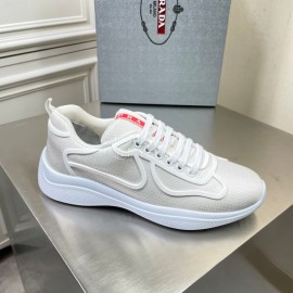 Prada New Cowhide Casual Sneakers For Men Beige