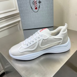 Prada New Cowhide Casual Sneakers For Men Beige