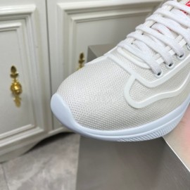 Prada New Cowhide Casual Sneakers For Men Beige
