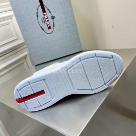 Prada New Cowhide Casual Sneakers For Men Beige