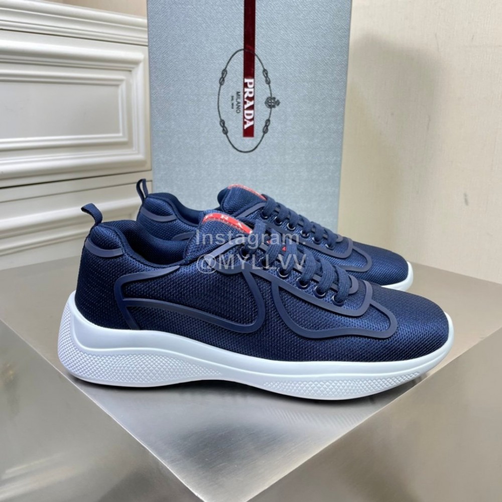 Prada New Cowhide Casual Sneakers For Men Navy