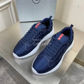 Prada New Cowhide Casual Sneakers For Men Navy